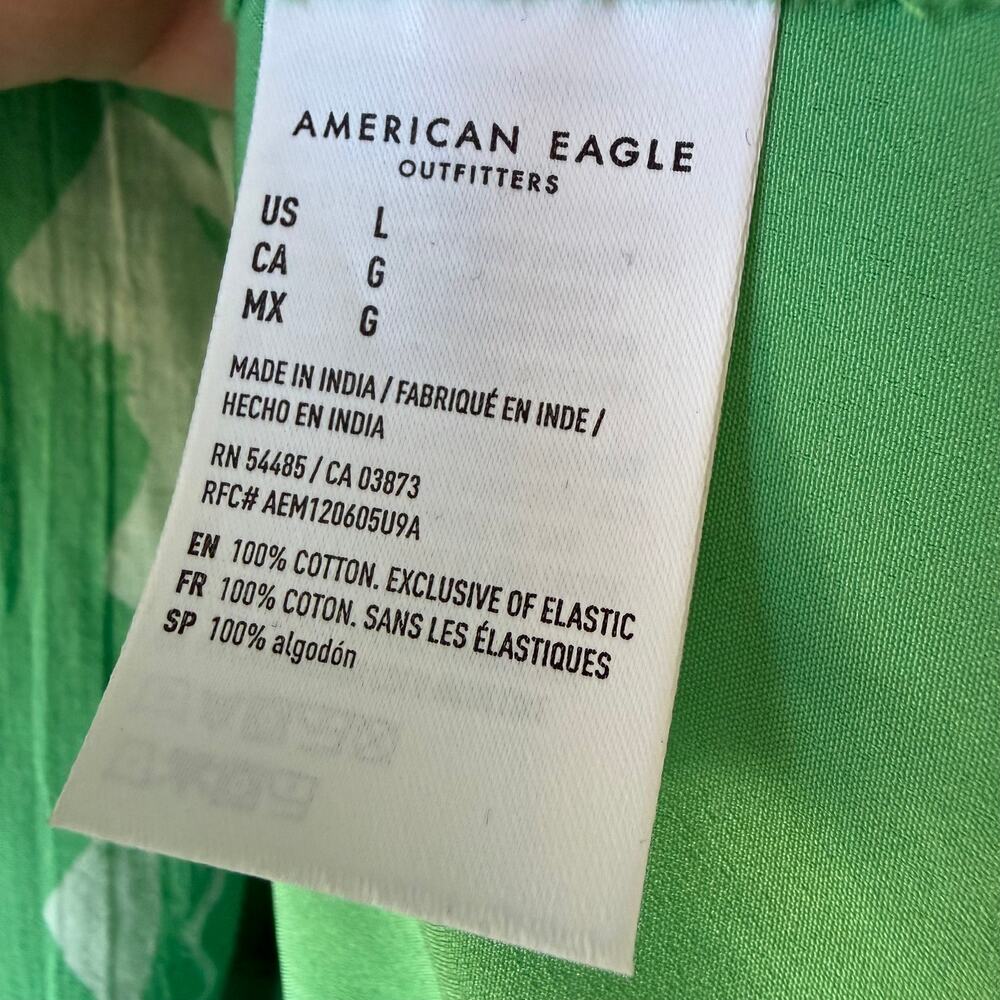 NEW American Eagle Corset Tiered Floral Cotton Midi Dress Green Women's Large - Picture 12 of 12